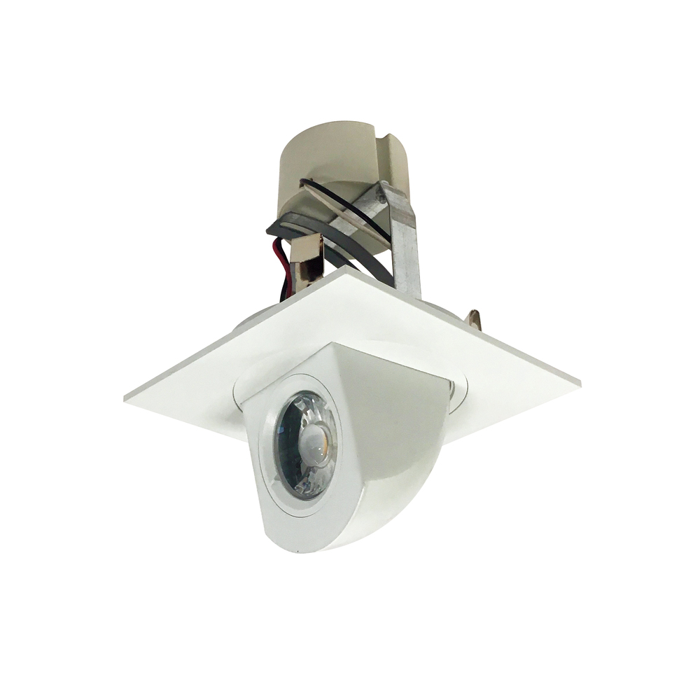 4" Cobalt Square Adjustable Elbow LED Retrofit, 800lm / 12W, 3500K, Matte Powder White Finish