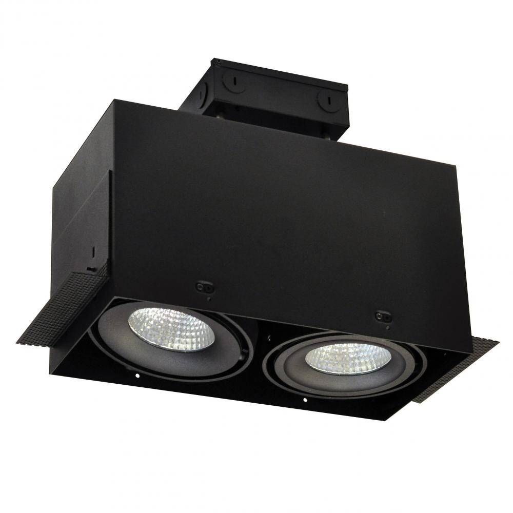 LED Trimless 2-Head MLS Housing, 30W / 2100lm per Head, 2700K, 16-Degrees Spot, Black, 120-277V