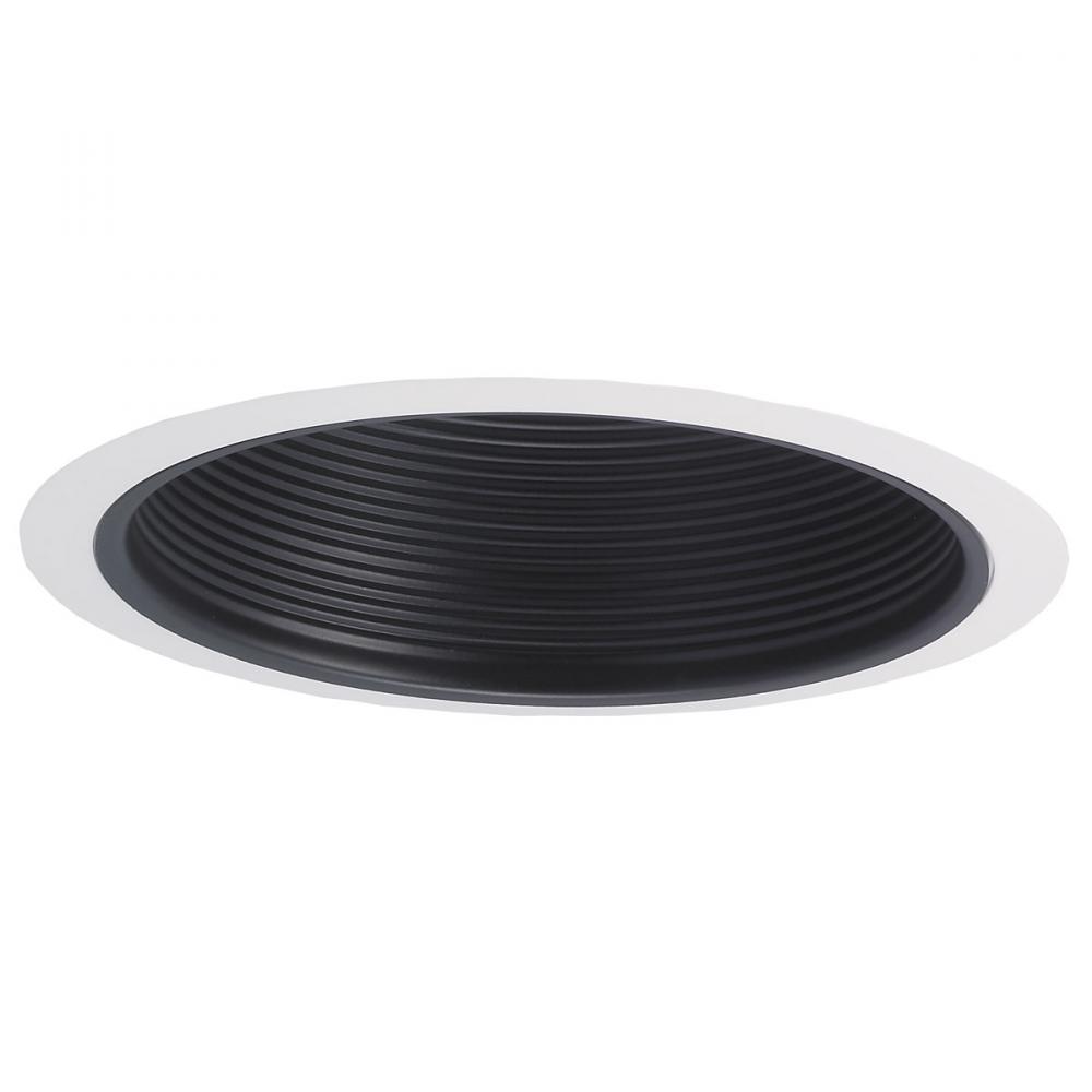 6" BR/PAR30 Stepped Baffle w/ Plastic Ring, Black/White