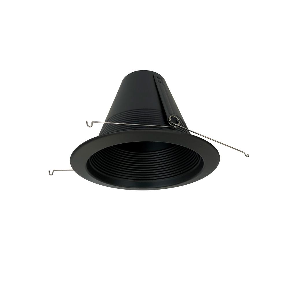 6" Air-Tight Galvanized Iron Baffle Cone w/ Flange, Black