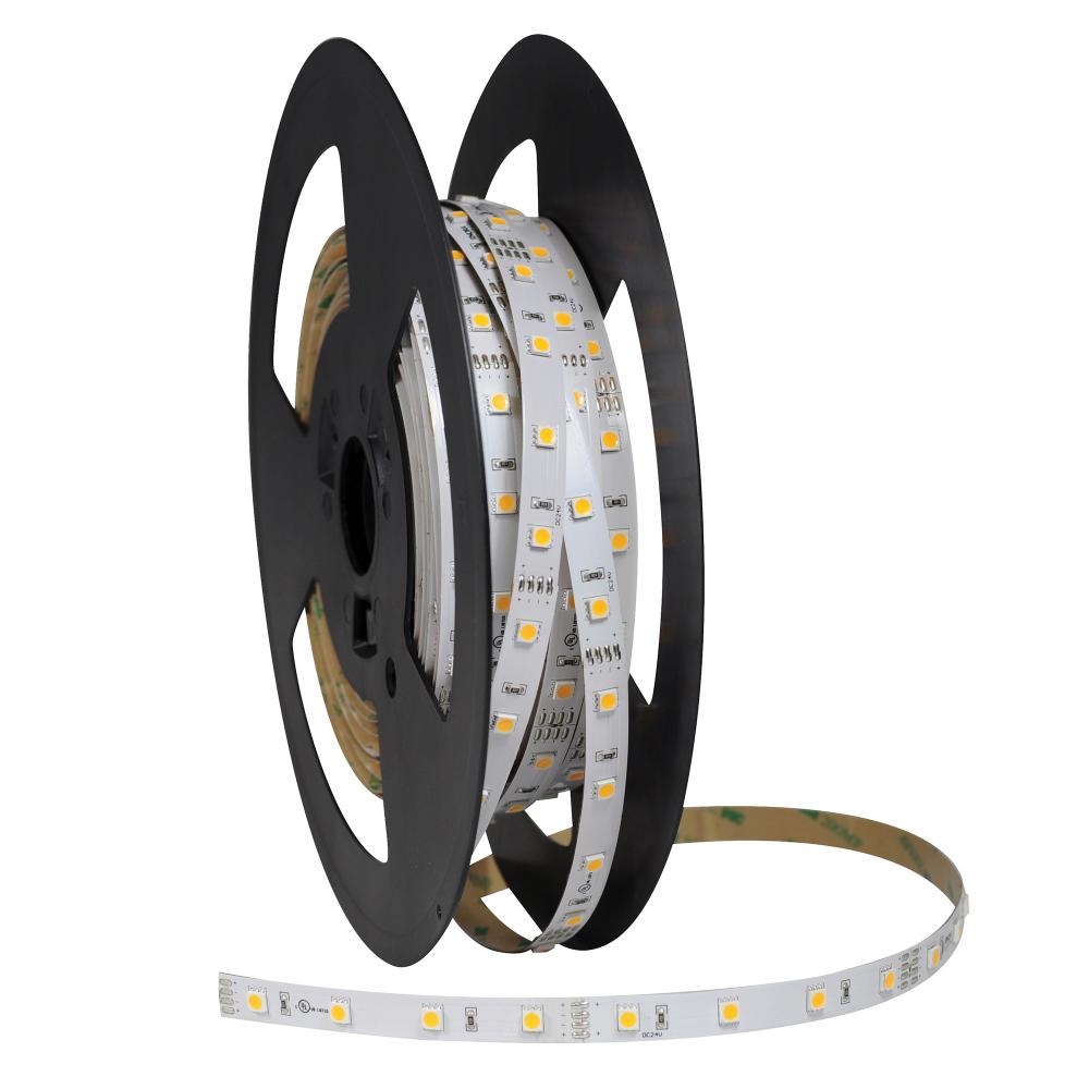 High Output 16' 24V Continuous LED Tape Light, 310lm / 4.3W per foot, 3000K, 90+ CRI