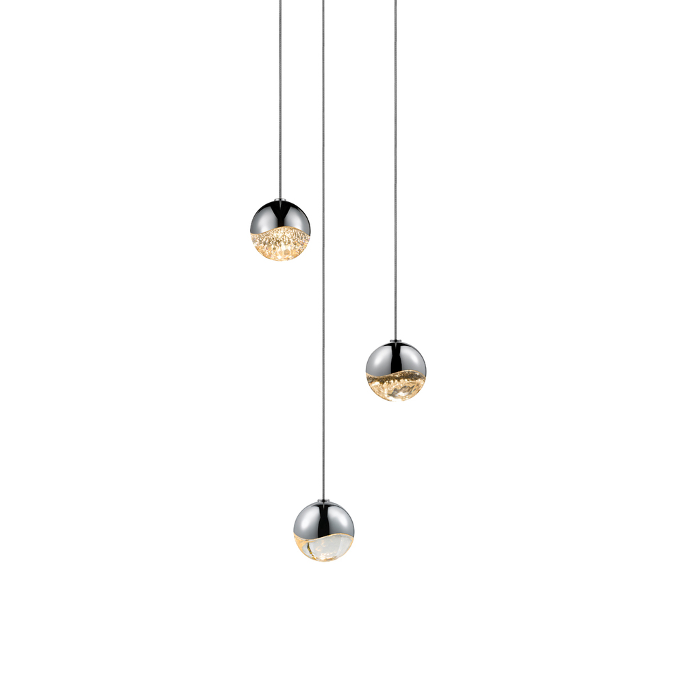 3-Light Round Small LED Pendant