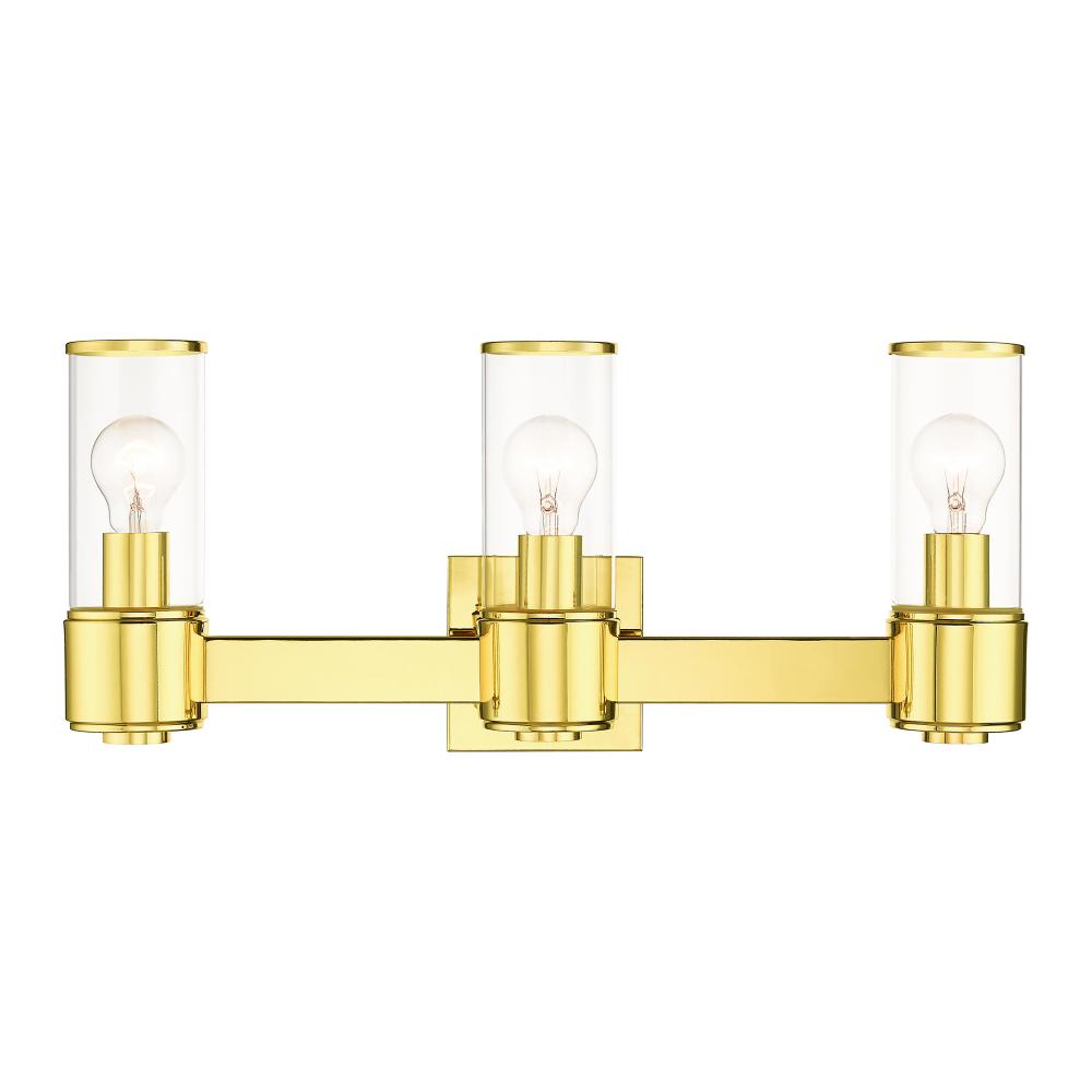 3 Light Polished Brass Vanity Sconce