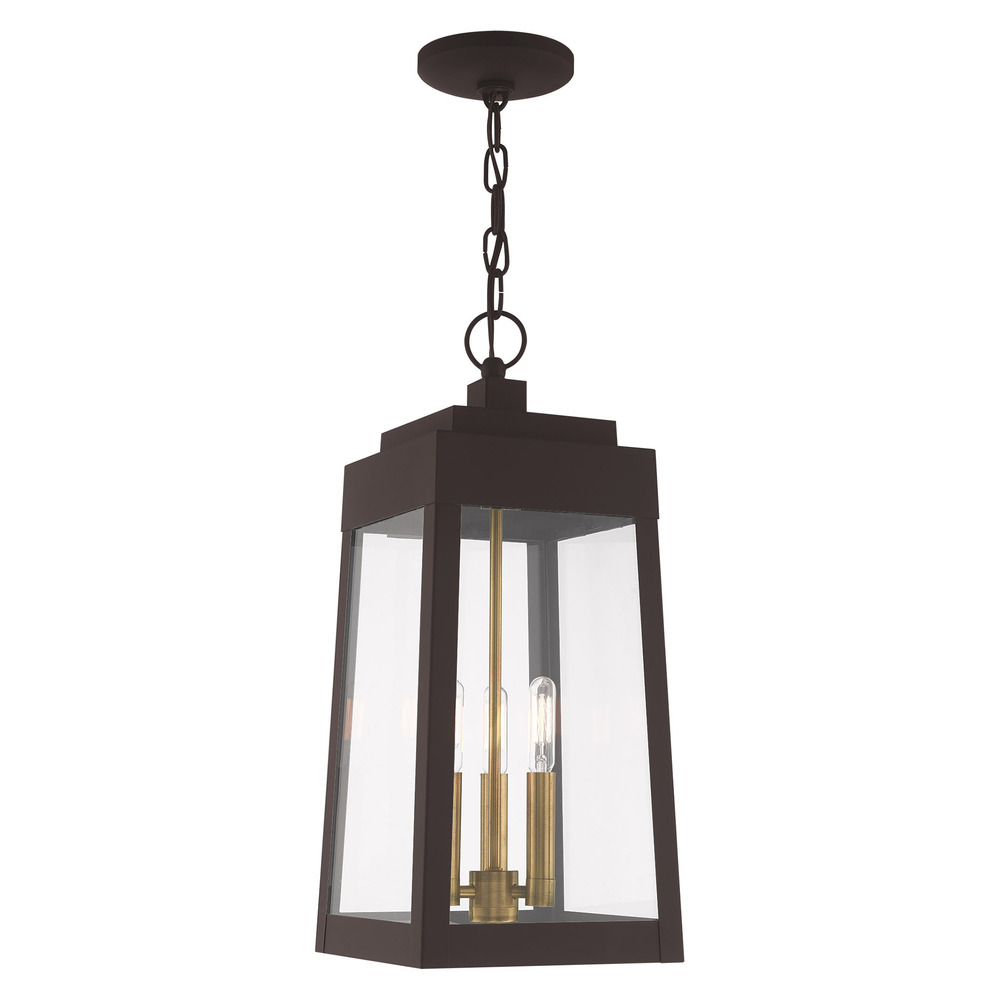 3 Lt Bronze Outdoor Pendant Lantern