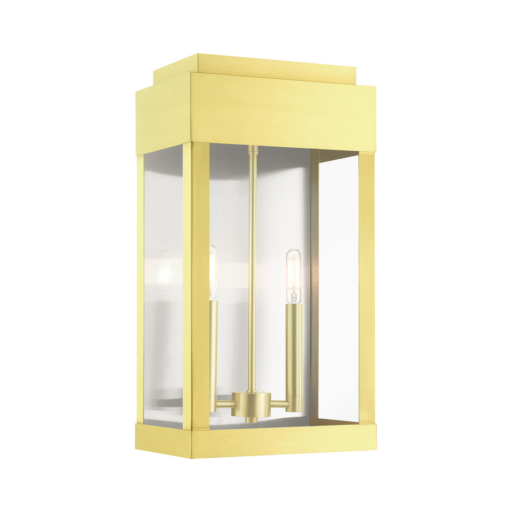 2 Lt Satin Brass  Outdoor Wall Lantern