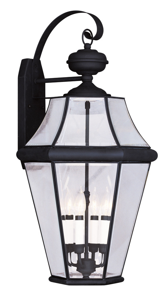 4 Light Black Outdoor Wall Lantern