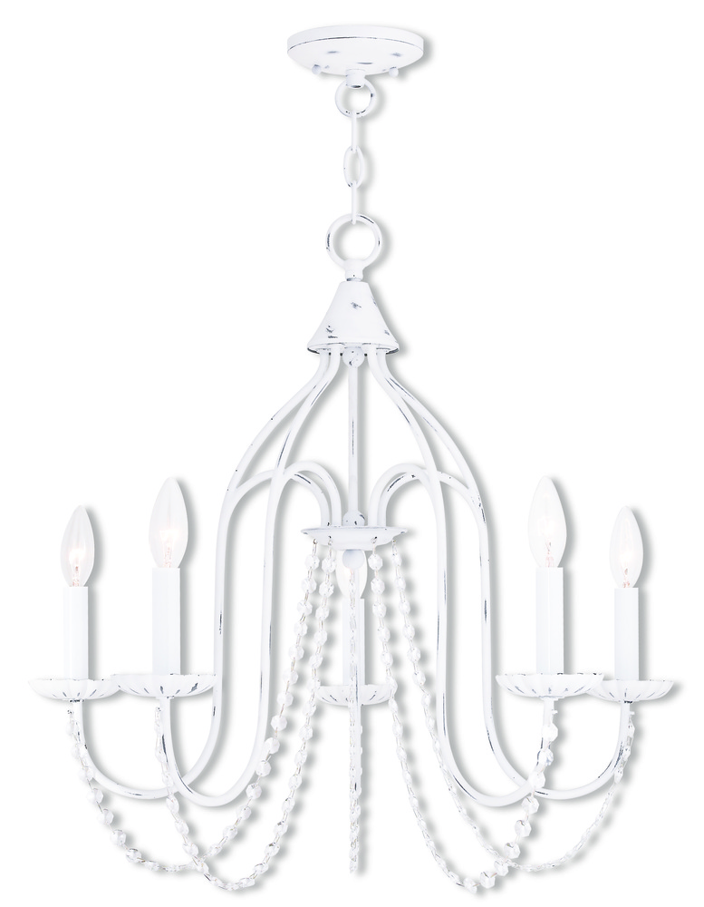 5 Light Antique White Chandelier