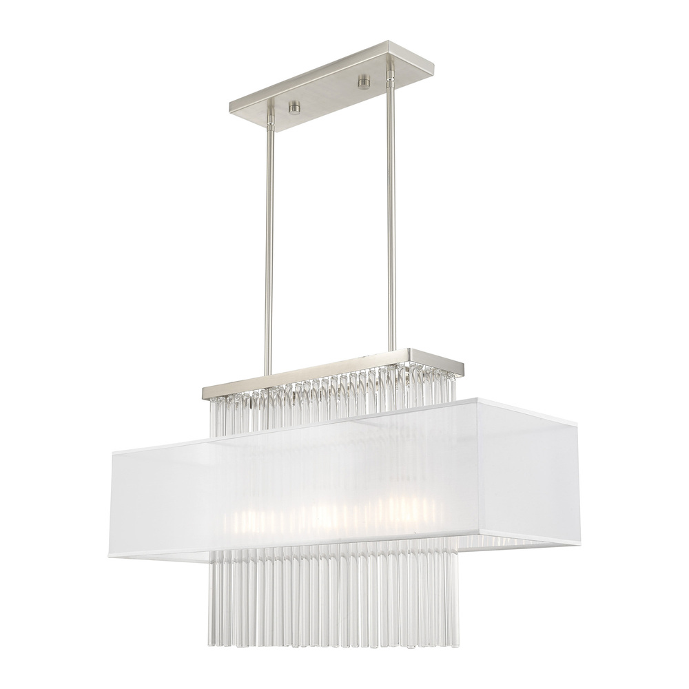 3 Lt Brushed Nickel Linear Chandelier