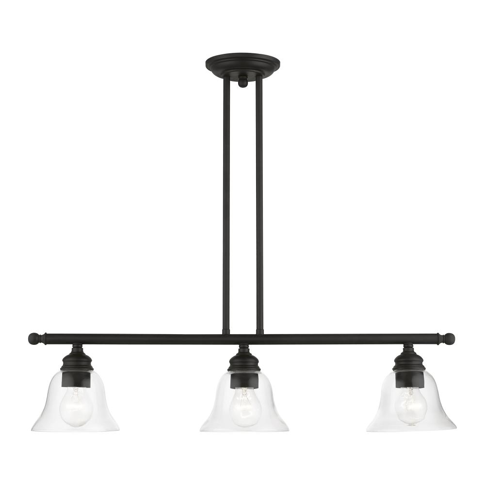 3 Light Black Linear Chandelier