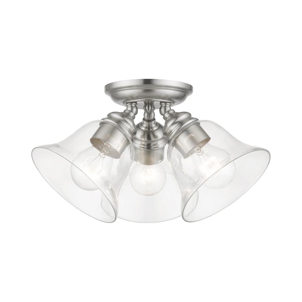 3 Light Brushed Nickel Large Semi-Flush