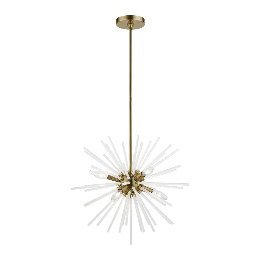 6 Light Antique Brass Pendant Chandelier