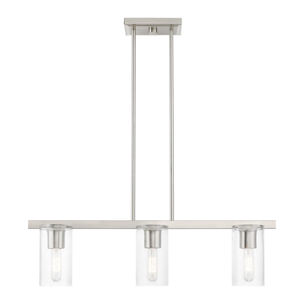 3 Light Brushed Nickel Linear Chandelier