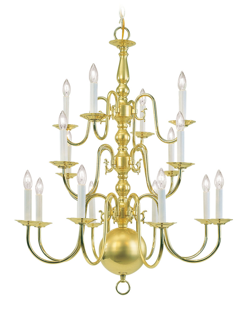 16 Light Polished Brass Chandelier