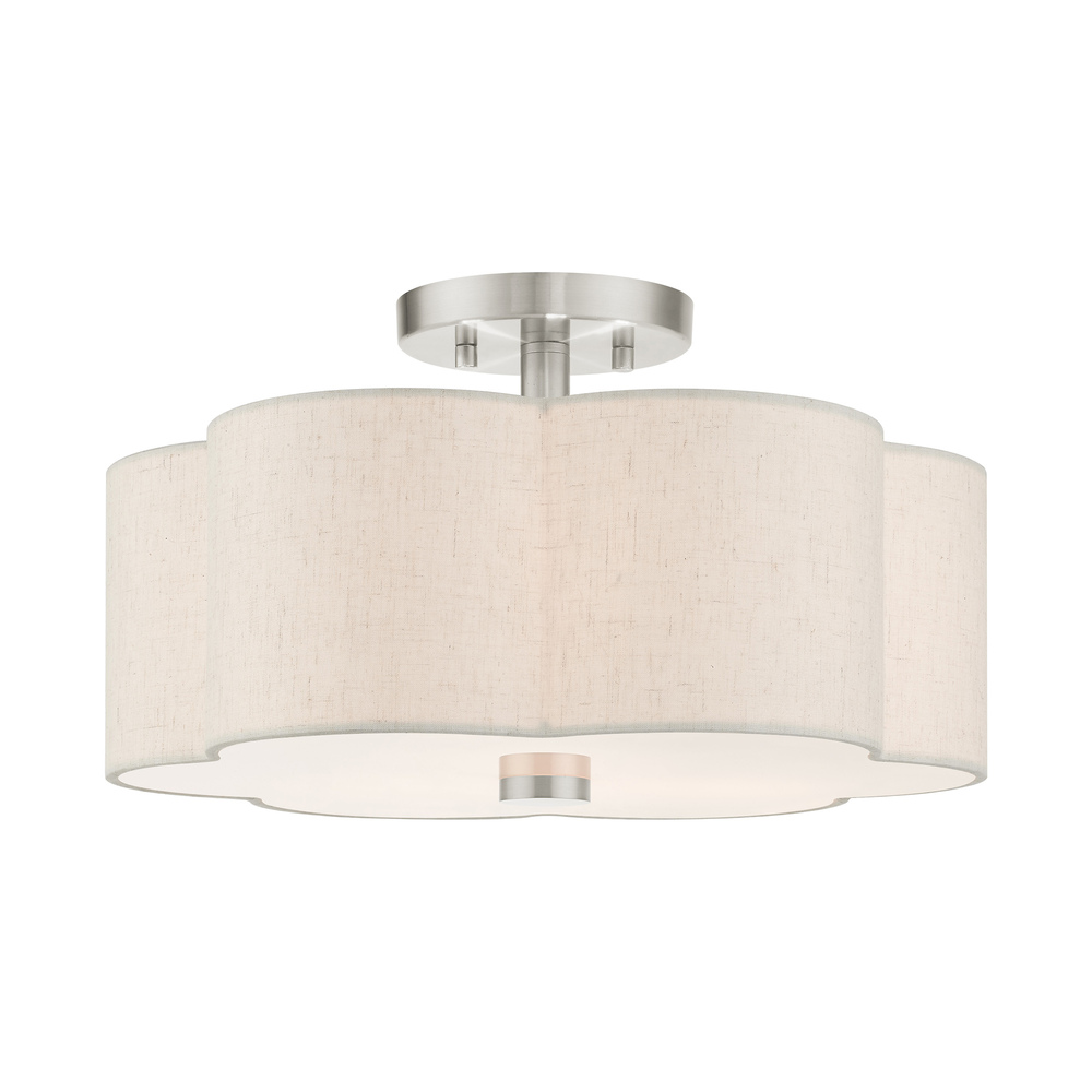 3 Lt Brushed Nickel Semi Flush