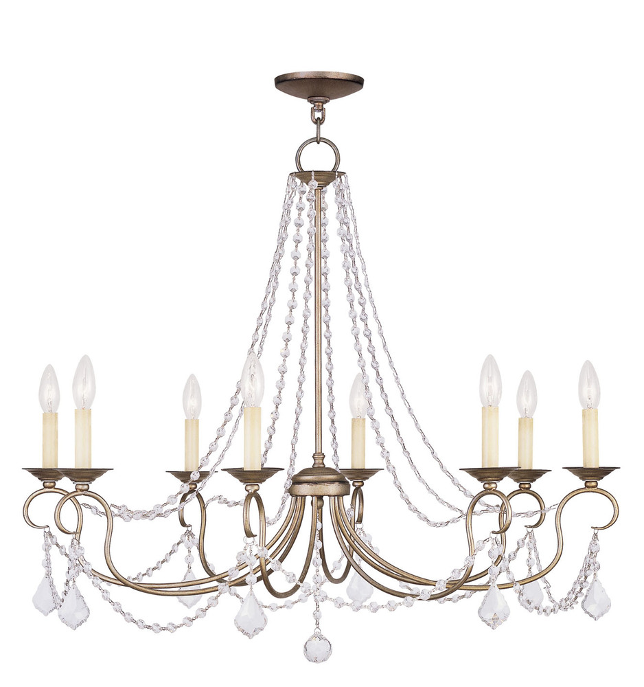 8 Light Antique Silver Leaf Chandelier