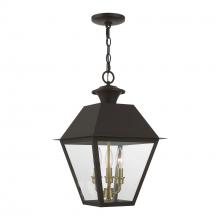 Livex Lighting 27220-07 - 3 Light Bronze with Antique Brass Finish Cluster Outdoor Large Pendant Lantern