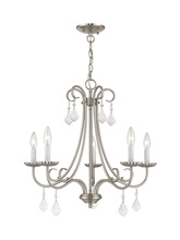 Livex Lighting 40875-91 - 5 Light Brushed Nickel Chandelier