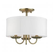 Livex Lighting 42987-01 - 3 Light Antique Brass Semi-Flush Mount