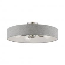 Livex Lighting 46148-91 - 4 Light Brushed Nickel with Shiny White Accents Large Semi-Flush