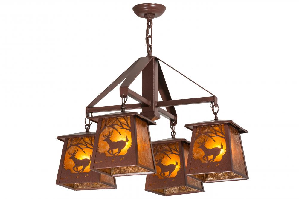 28"W Deer at Dawn 4 LT Chandelier