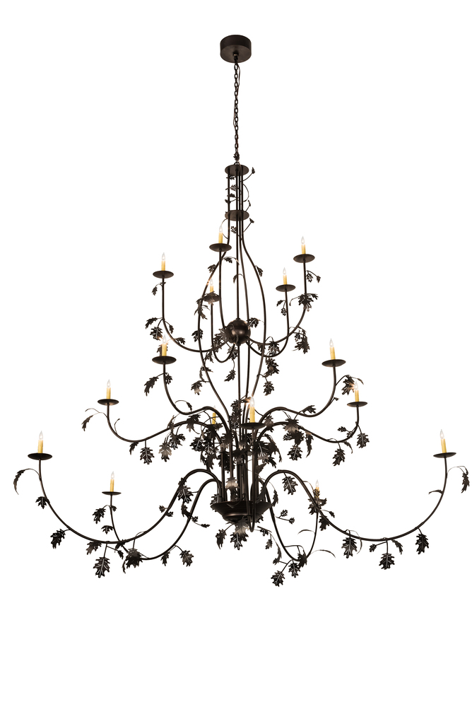 96" Wide Oak Leaf 15 Light Chandelier