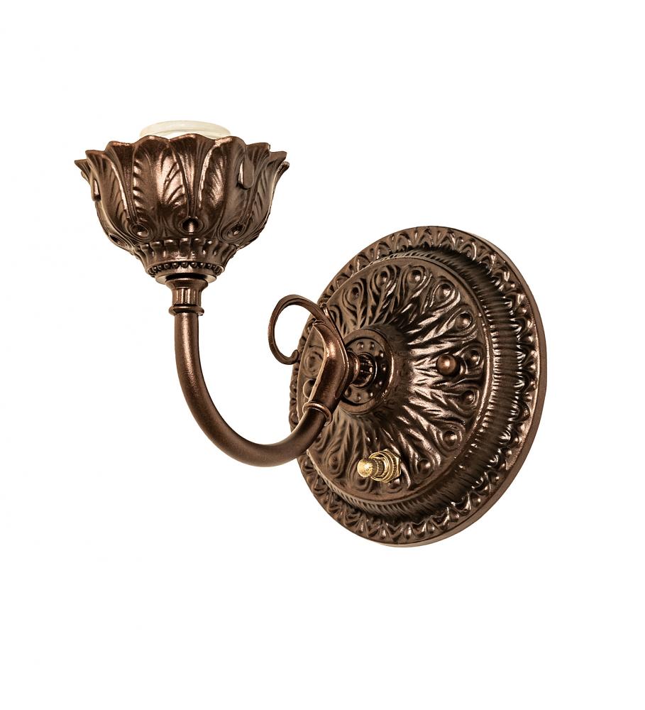 6" Wide Victorian Mahogany Bronze Wall Sconce Hardware