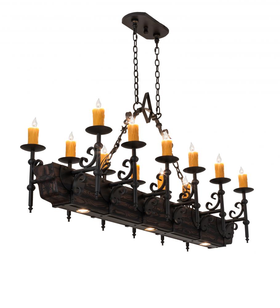 60" Long Tudor 12 Light Oblong Chandelier