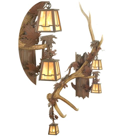 46" Wide Antlers Elk 3 Light Wall Sconce