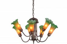 Meyda Blue 160614 - 24" Wide Amber/Green Tiffany Pond Lily 7 LT Chandelier