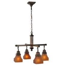 Meyda Blue 50363 - 26"W Bungalow Frosted Amber 4 LT Chandelier