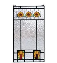 Meyda Blue 68104 - 18"W X 32"H Aurora Dogwood Stained Glass Window