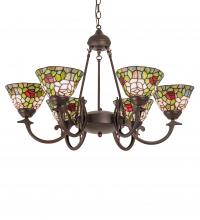 Meyda Blue 72651 - 32" Wide Tiffany Rosebush 6 Light Chandelier