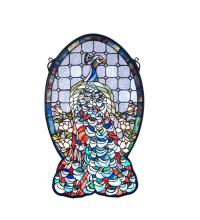 Meyda Blue 79806 - 12"W X 19"H Peacock Profile Stained Glass Window