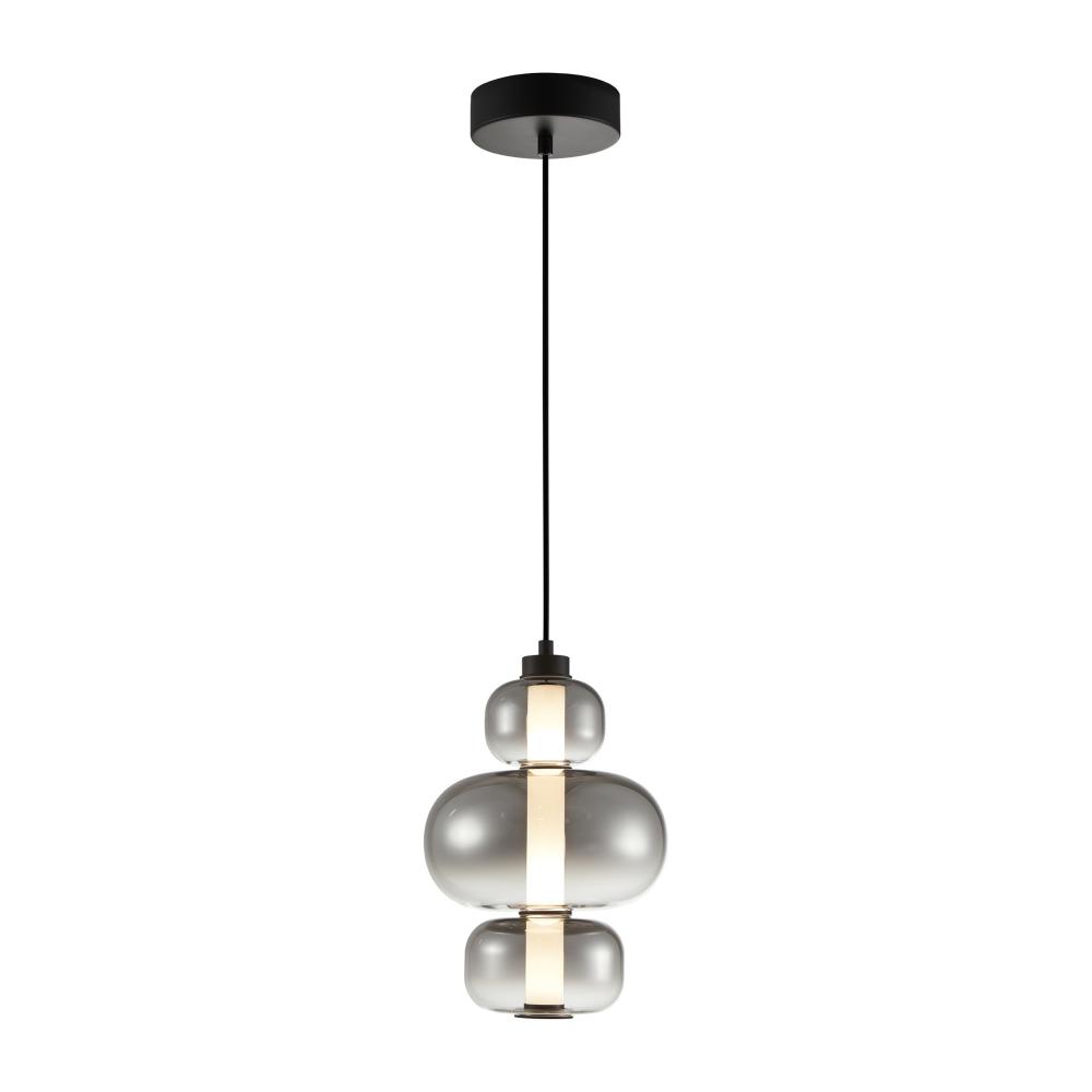 Astra Integrated LED Pendant, Black with Smoke Ombre Glassware