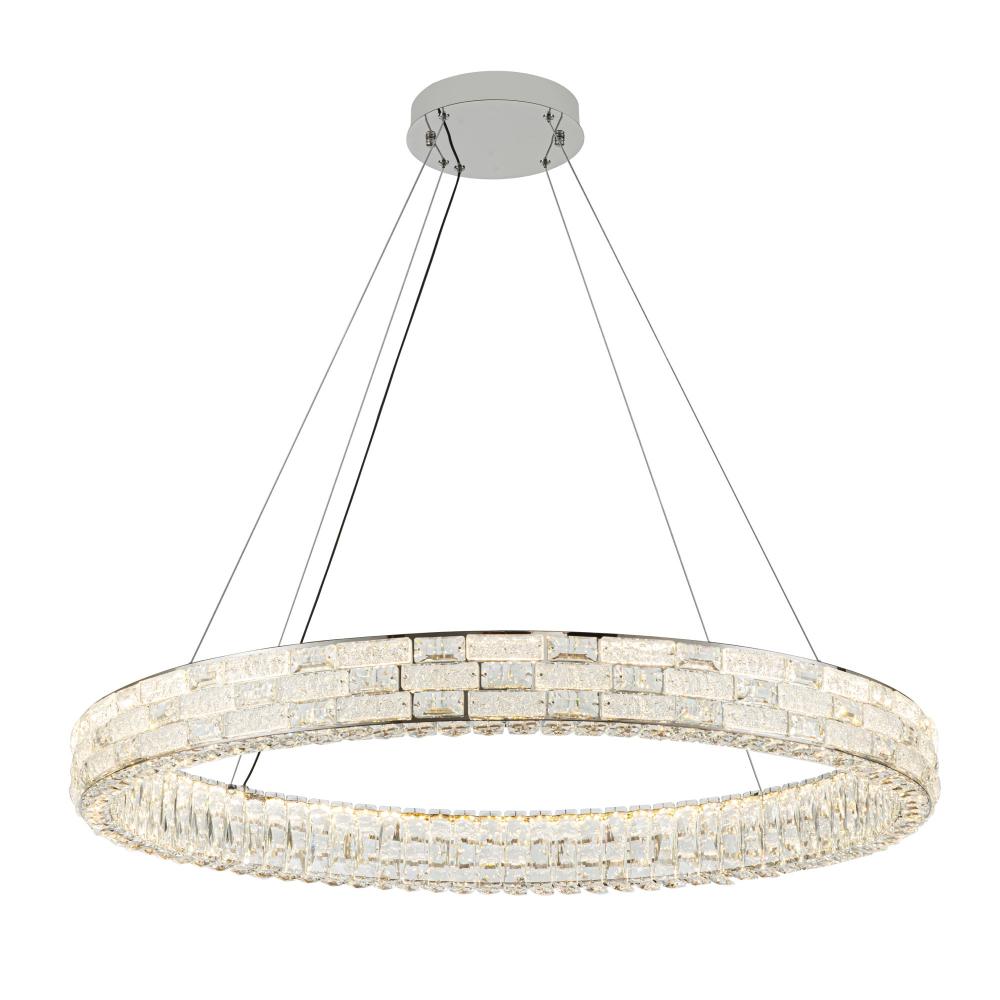 Elegance Integrated LED Chandelier 40", Chrome with Crystal Glassware