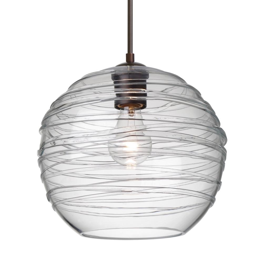 Besa Wave 10 Pendant Bronze Clear 1x60W Medium Base, 15Ft. Cord