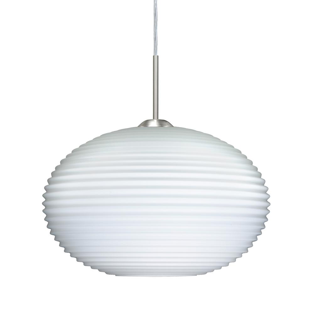 Besa Pendant Pape 10 Satin Nickel Opal Ribbed 1x9W LED, 15Ft. Cord