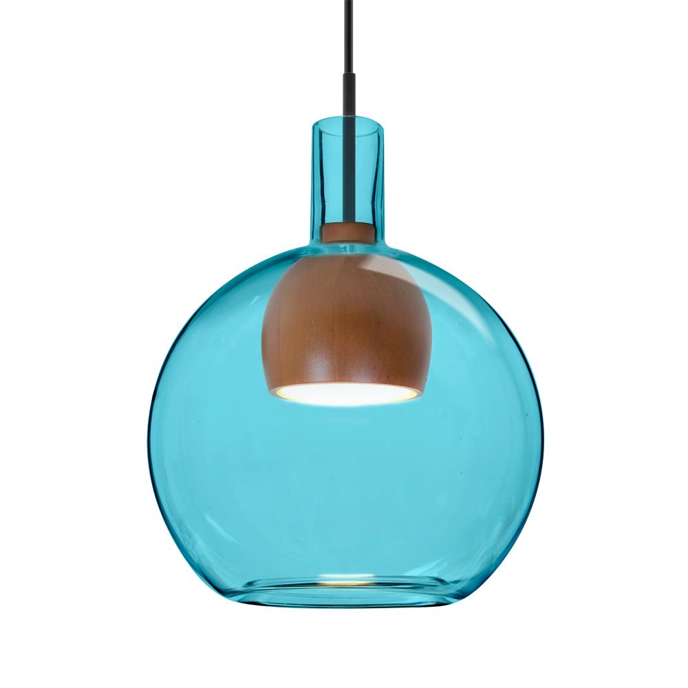 Besa, Benji Cord Pendant, Blue/Medium, Black Finish, 1x9W LED