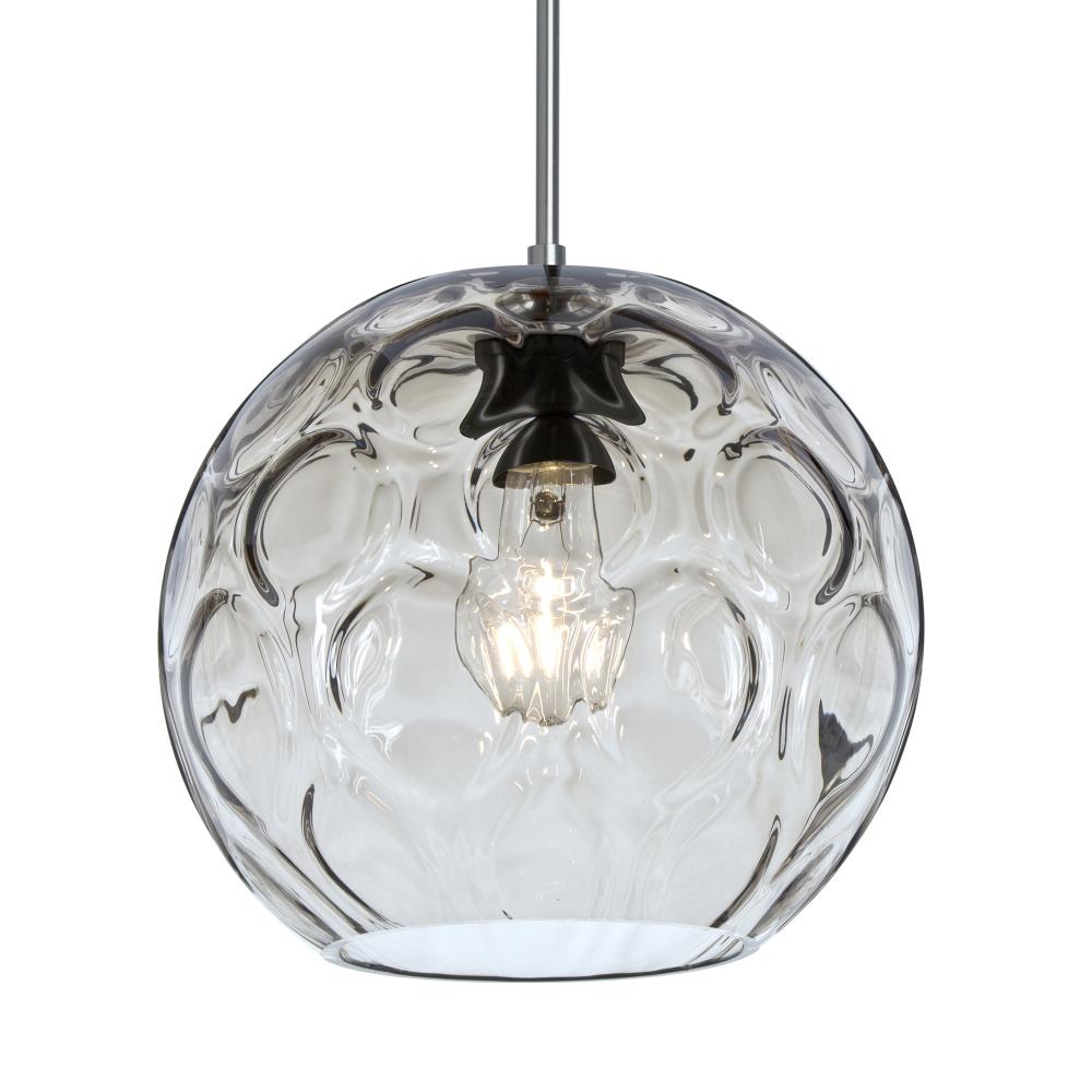 Besa Bombay Cord Pendant, Clear, Satin Nickel Finish, 1x60W Medium Base, 15Ft. Cord