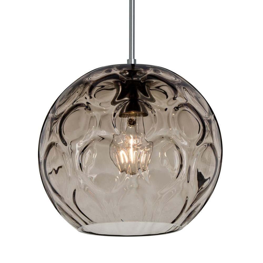 Besa Bombay Cord Pendant, Smoke, Satin Nickel Finish, 1x60W Medium Base, 15Ft. Cord