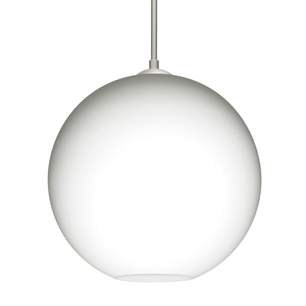 Besa Coco 12 Pendant, Opal Matte, Satin Nickel Finish, 1x9W LED, 15Ft. Cord