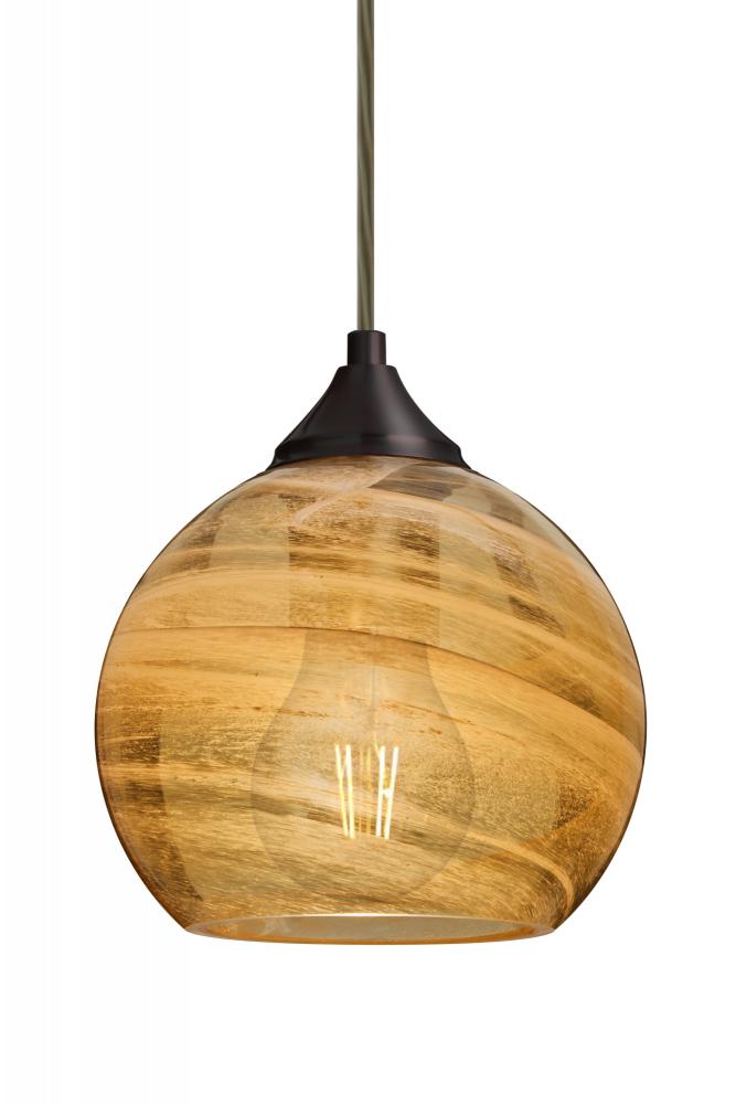 Besa, Jilly Cord Pendant, Vapor Amber, Bronze Finish, 1x5W LED Filament, 15Ft. Cord