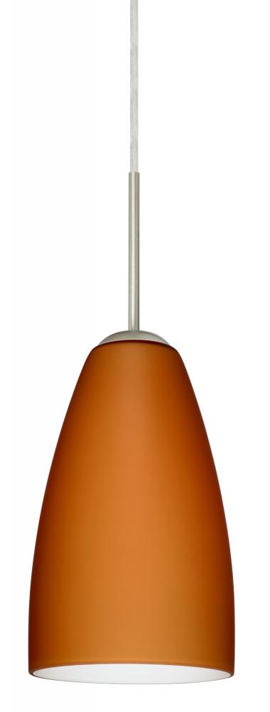 Besa Riva 9 Pendant Satin Nickel Amber Matte 1x75W Medium Base