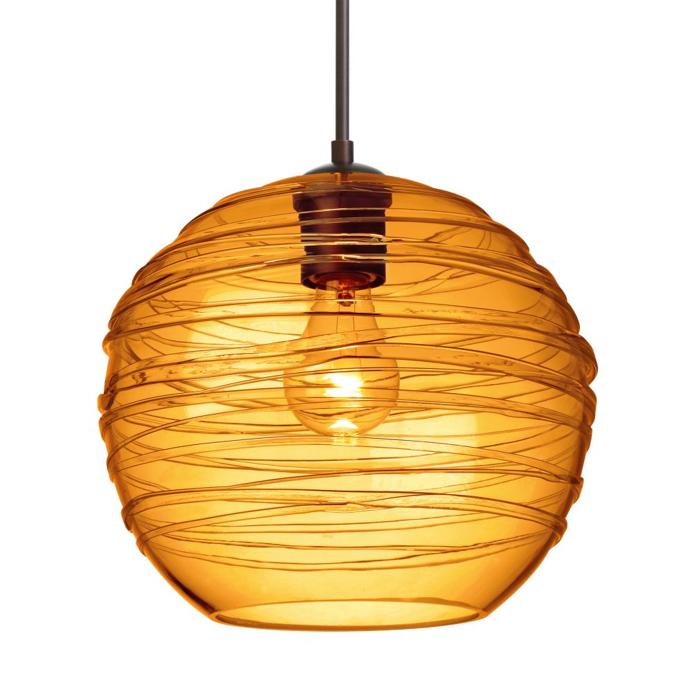 Besa Wave 10 Pendant Bronze Amber 1x60W Medium Base, 15Ft. Cord