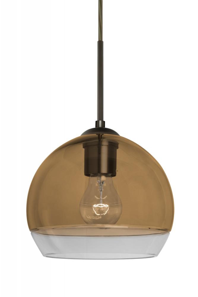 Besa, Ally 8 Cord Pendant, Amber/Clear, Bronze Finish, 1x60W Medium Base