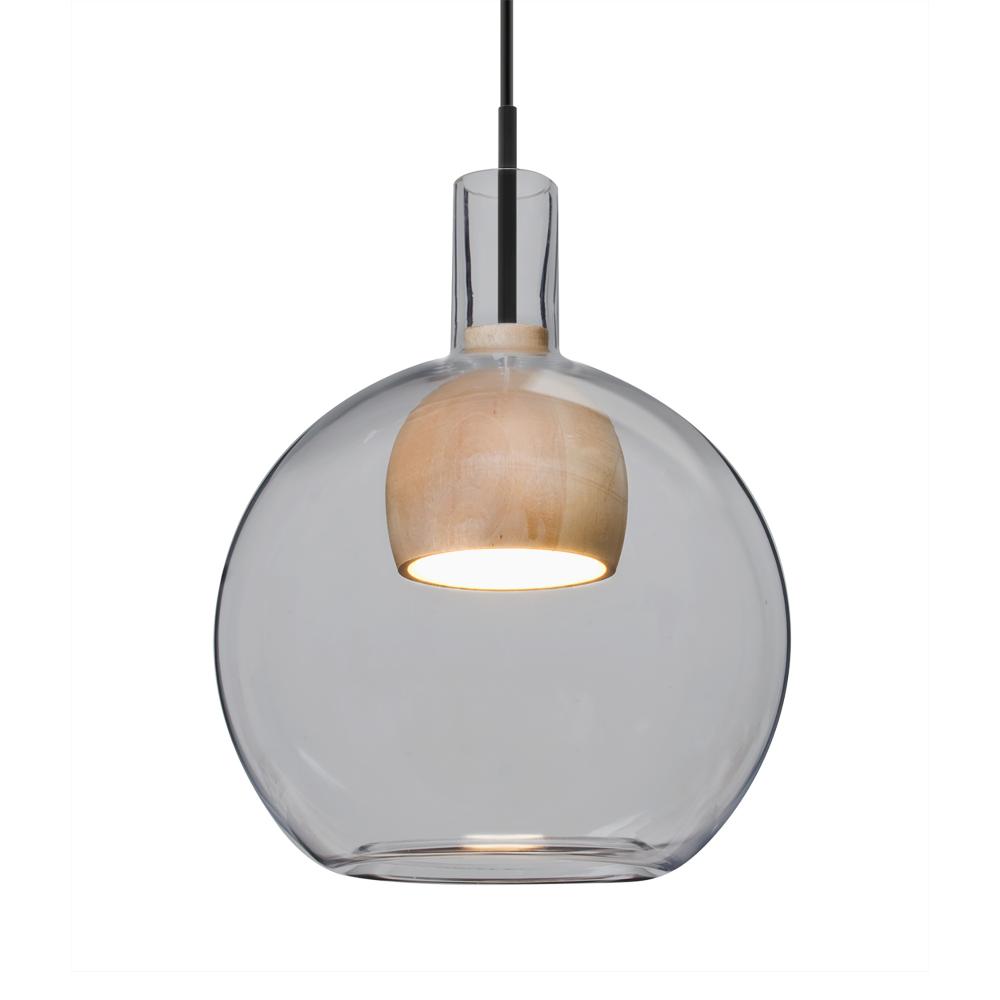 Besa, Benji Cord Pendant, Smoke/Natural, Black Finish, 1x9W LED