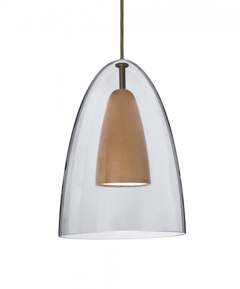 Besa, Dano Cord Pendant, Clear/Medium, Bronze Finish, 1x9W LED