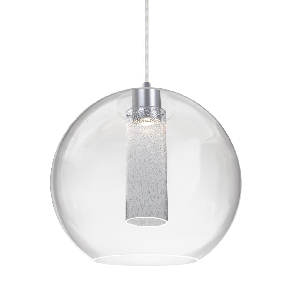 Besa Eli Pendant, Clear/Inner Bubble, Black Finish, 1x9W LED