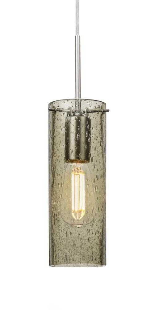 Besa, Juni 10 Cord Pendant, Latte Bubble, Satin Nickel, 1x4W LED Filament