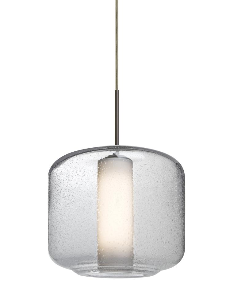 Besa Niles 10 Pendant, Clear Bubble/Opal, Bronze Finish, 1x60W Medium Base T10